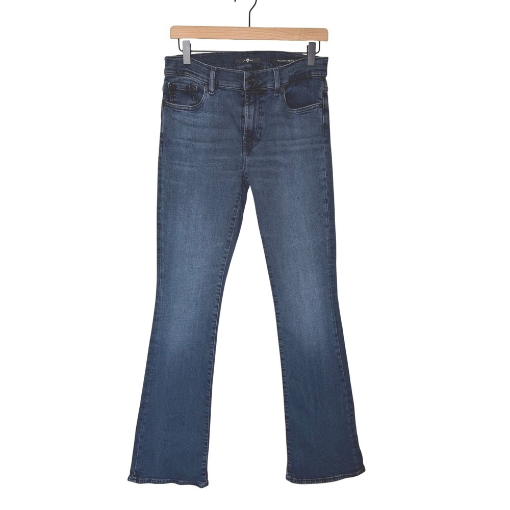 7 For All Mankind Slim Illusion Bootcut Jeans Size 28 Dark Wash Blue Stretch